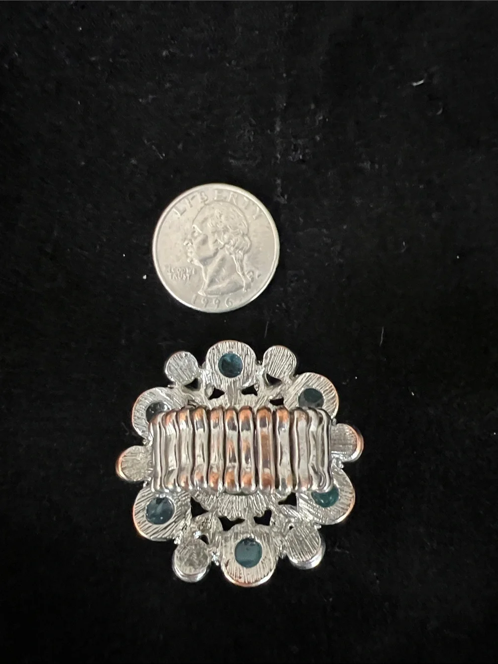 Green and Teal Stone Silver Floral Cocktail Ring with expandable band